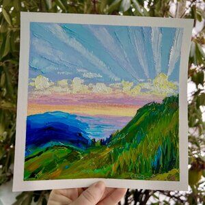 Colorado Hiking Sunset Original Oil Painting Wall Decor Travel New Mountains